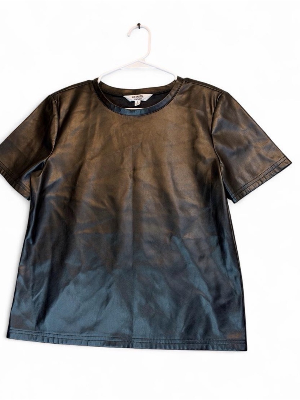 BB Dakota Black Faux Leather Short Sleeve Tee